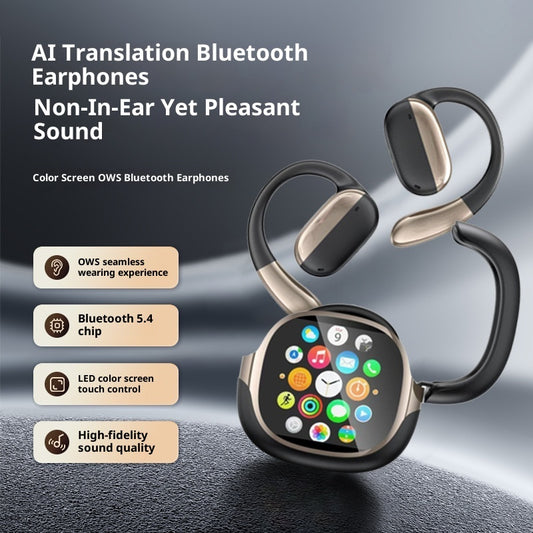 Ear-mounted LCD New Touch Color Screen Open Non In-ear OWS Noise Reduction New AI Translation Headphones
