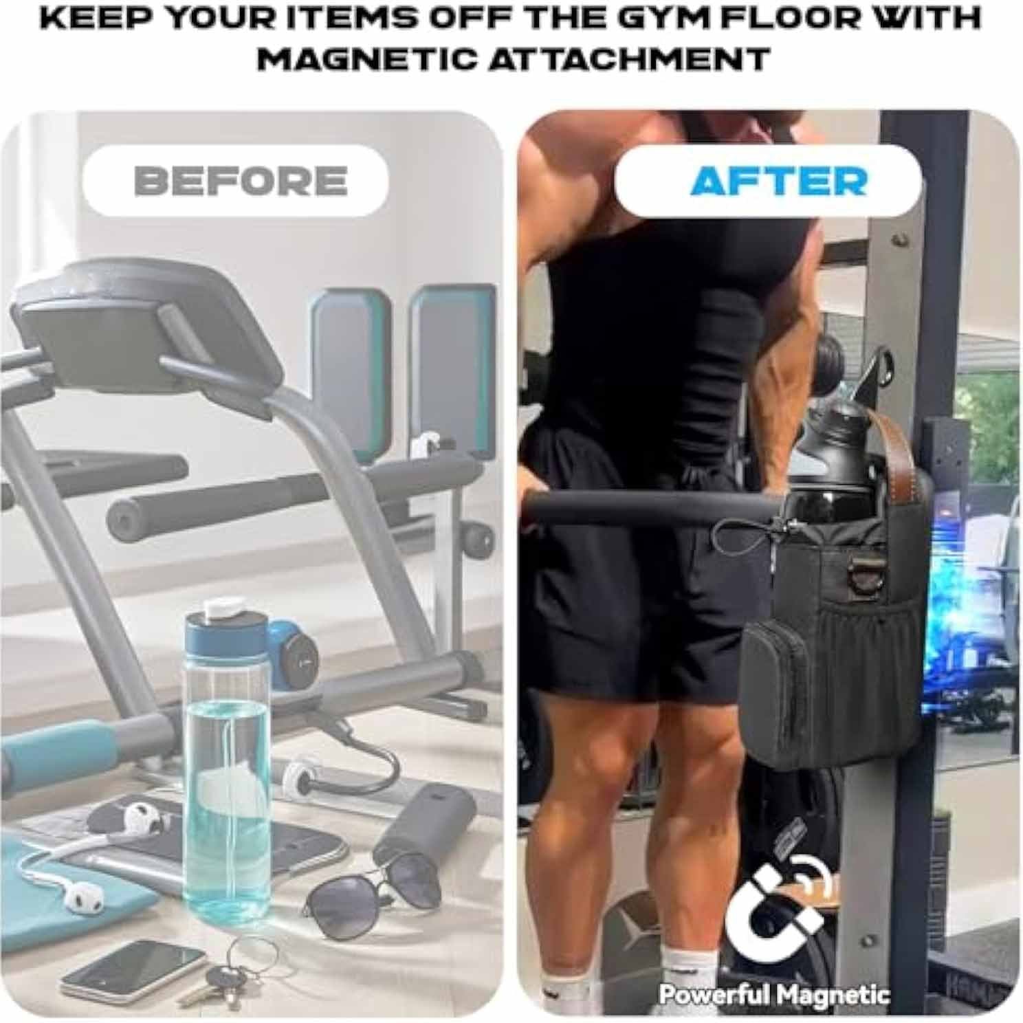 Magnetic Waterproof Gym Water Bottle Rack Fitness Portable Weekend Fitness Sport Bag