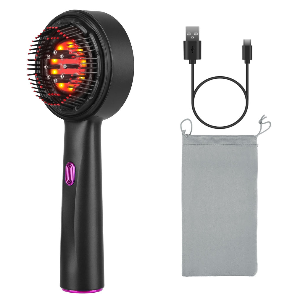 1Set 3 In 1 Red Light Scalp Massager Brush Cordless Hair Oil Applicator Massage Comb With 3 Modes Rechargeable IPX7 Waterproof